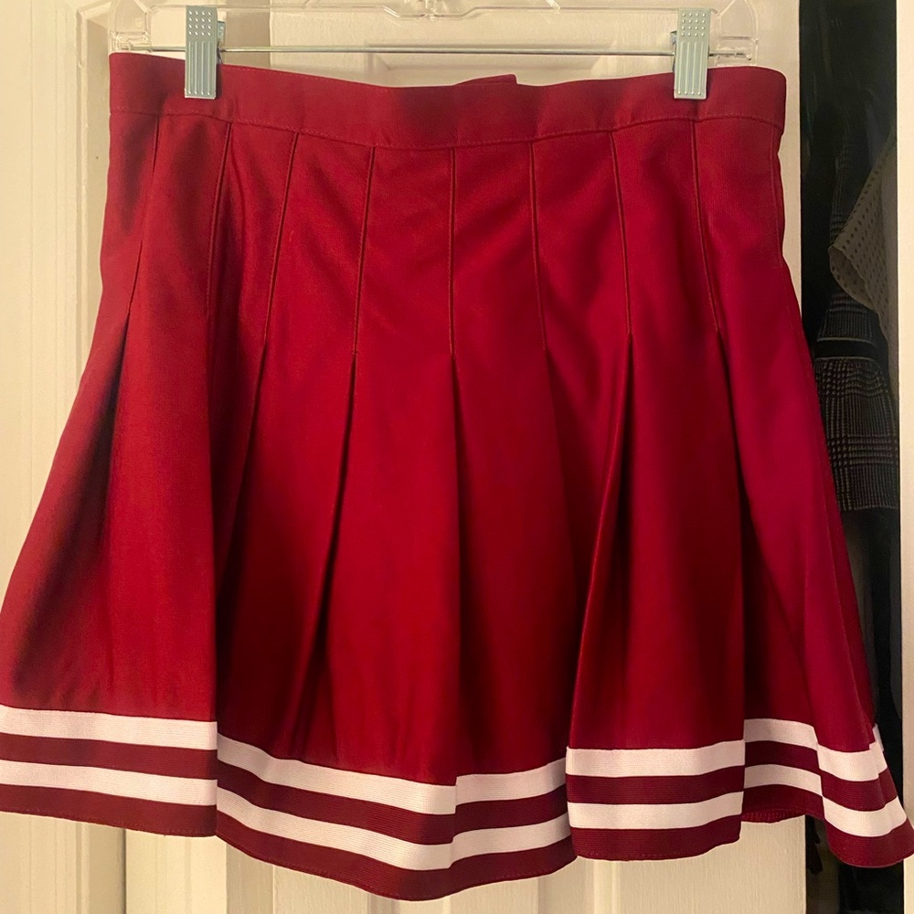 Sz M Spirit Wear Maroon and White Classic Cheer Skirt